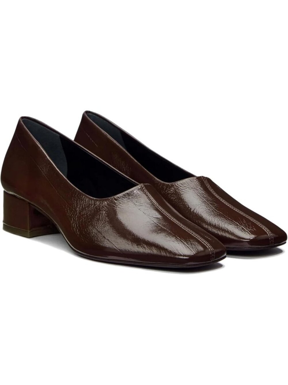Chic Women's Low Block Heel Pumps, Square Toe, Patent Leather Dress Shoes